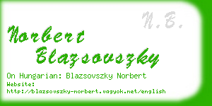 norbert blazsovszky business card